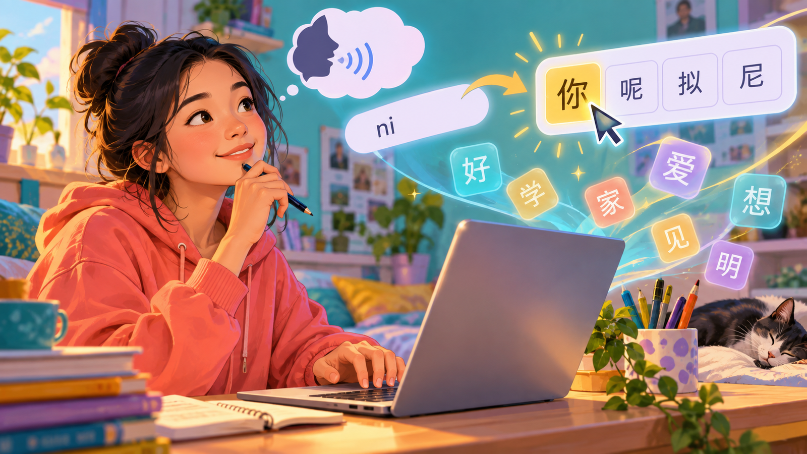 Illustration of a keyboard used to find Chinese characters