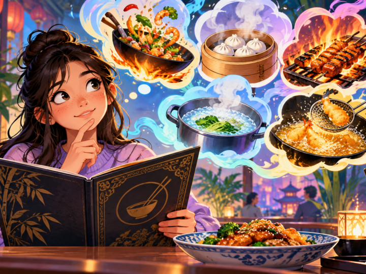 Editorial artwork for “Can a menu word tell you how food was cooked?”: cooking-method icons.
