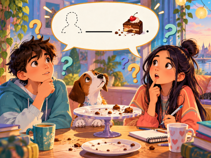 Editorial artwork for “Can a sentence leave out who did it?”: speech-bubble scene with empty subject position.