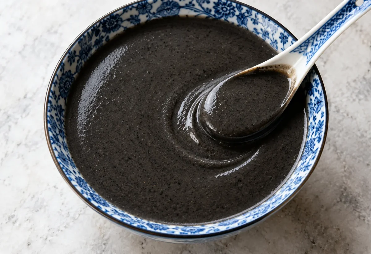 Warm black-sesame soup.