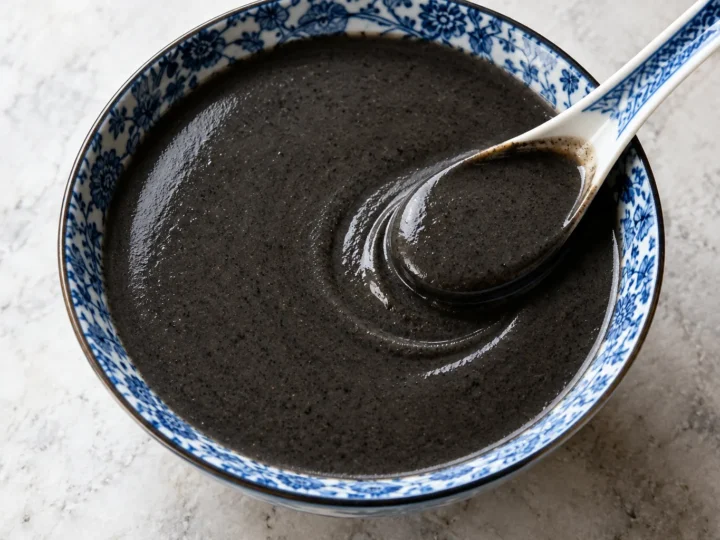 Warm black-sesame soup.