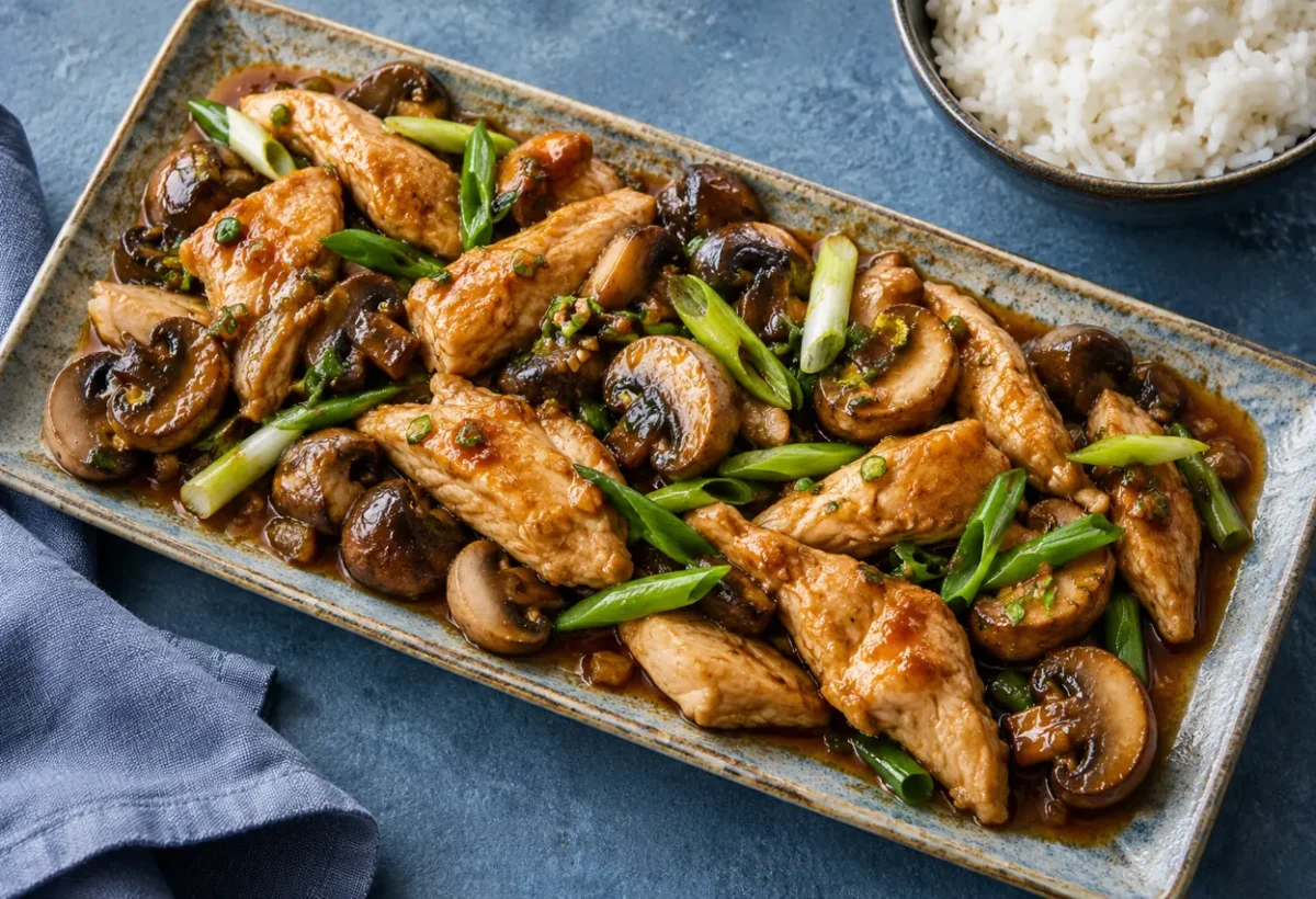 Chicken and mushroom stir-fry.