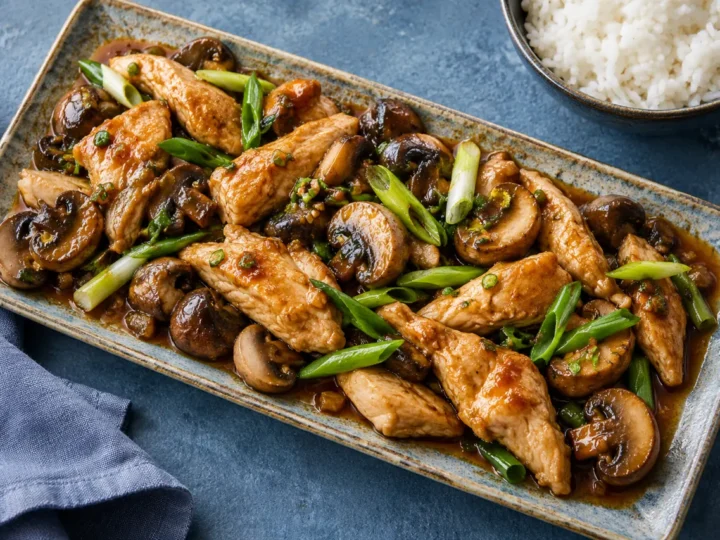 Chicken and mushroom stir-fry.
