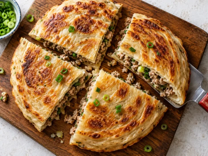 Layered Chinese meat pies.