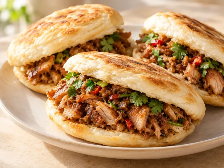 Rou jia mo pork sandwiches served ready to eat.