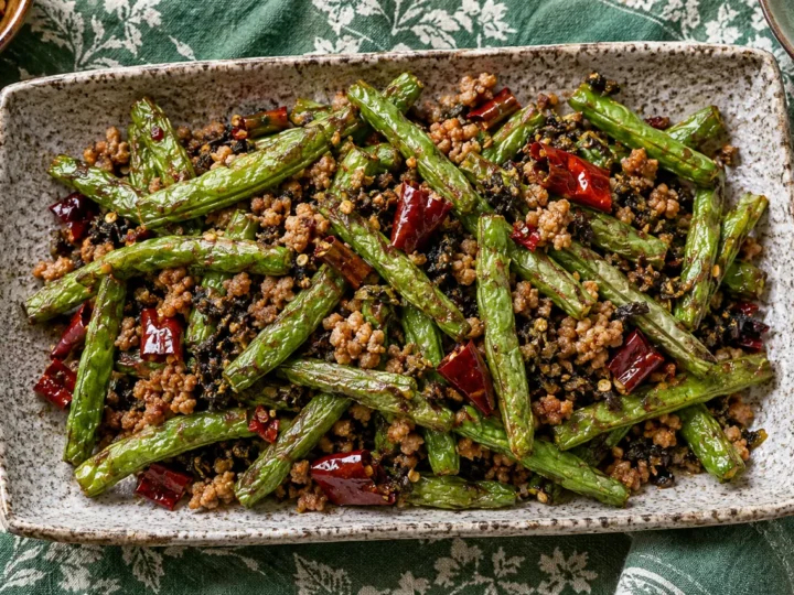 Sichuan dry-fried green beans.
