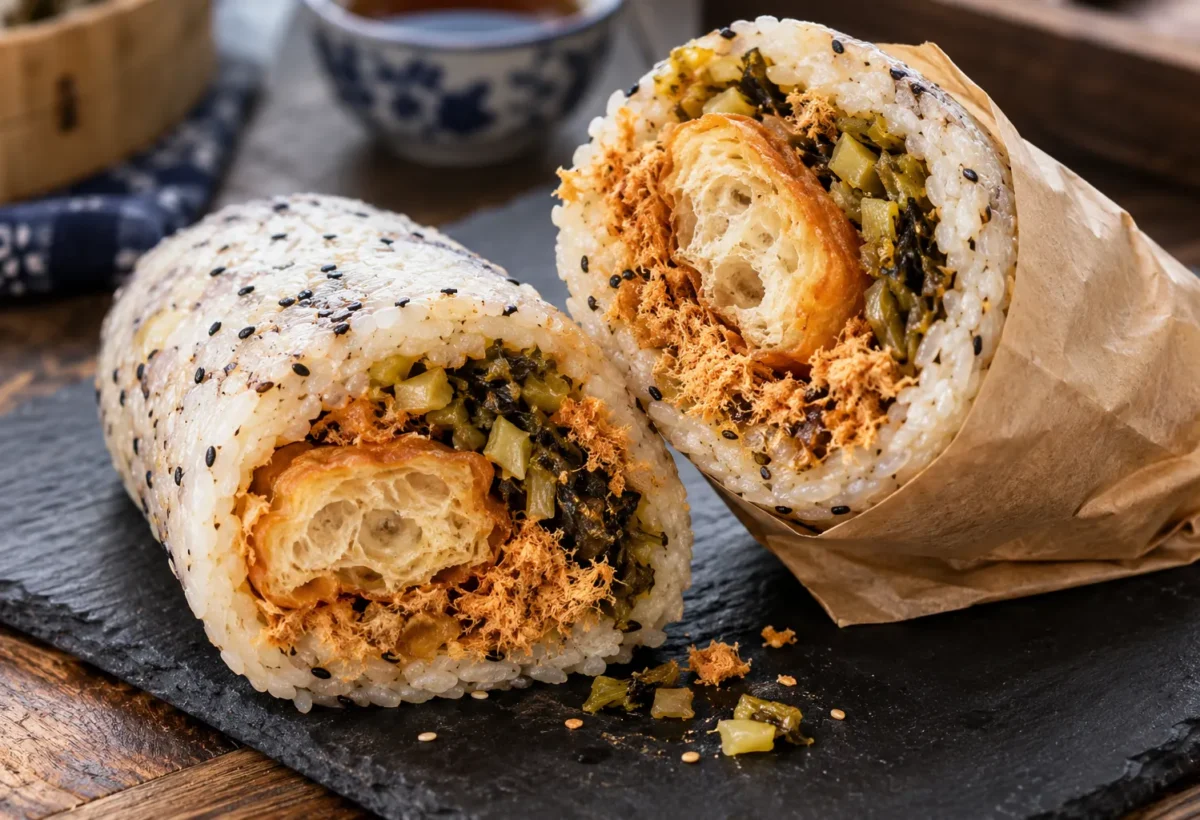 Shanghai breakfast rice rolls.