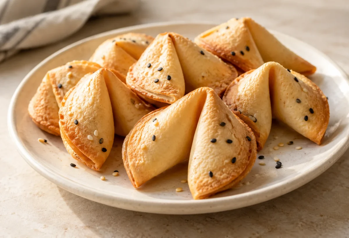 Homemade fortune cookies served ready to eat.