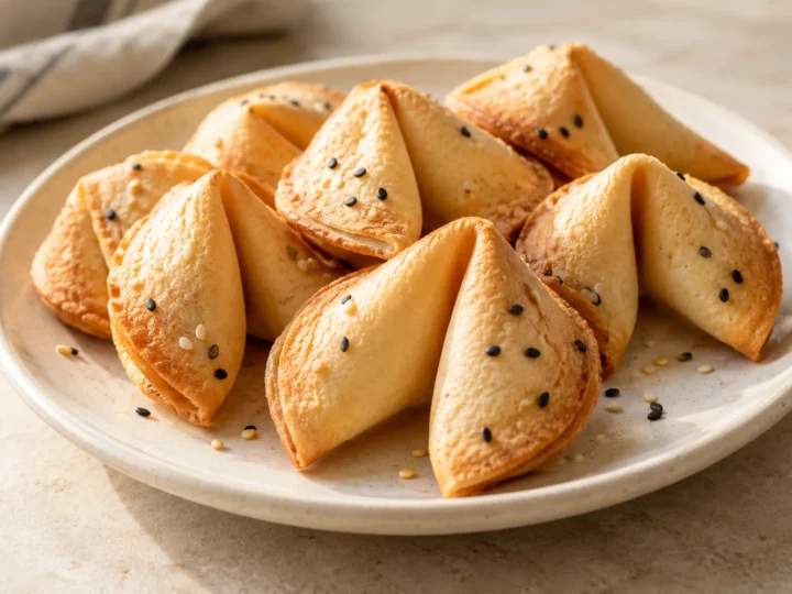 Homemade fortune cookies served ready to eat.