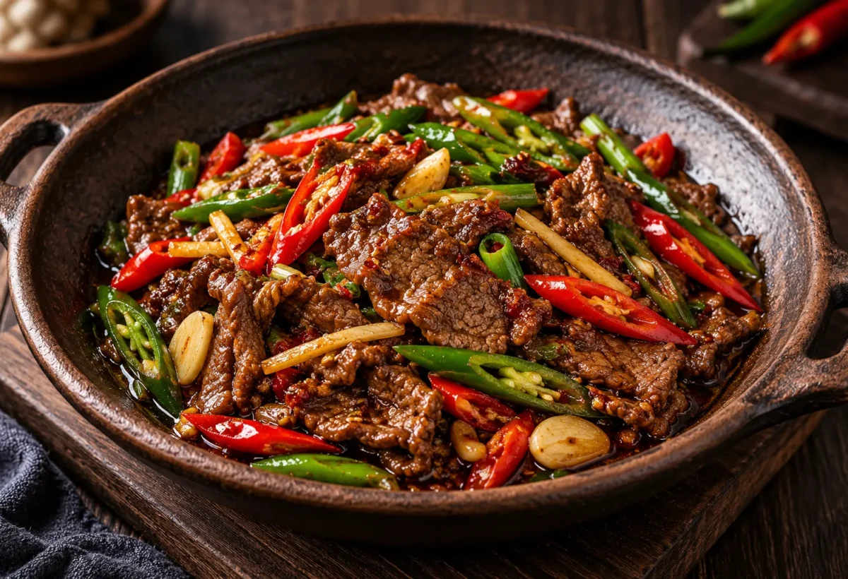 Hunan beef stir-fry.