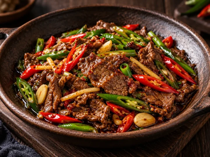 Hunan beef stir-fry.
