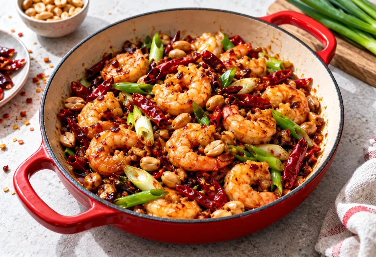 Kung pao prawns.