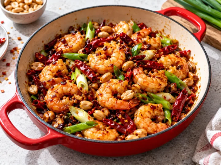 Kung pao prawns.