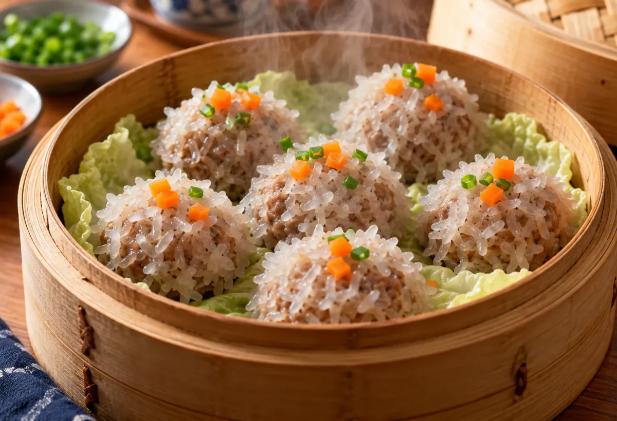 Sticky-rice pearl meatballs.