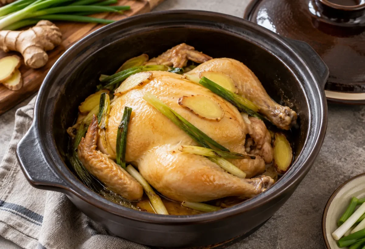 Salt-baked chicken.