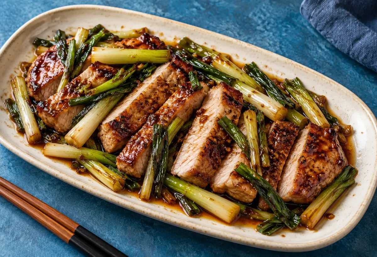Spring-onion pork chops.