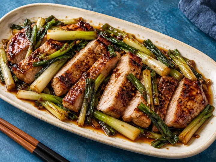 Spring-onion pork chops.