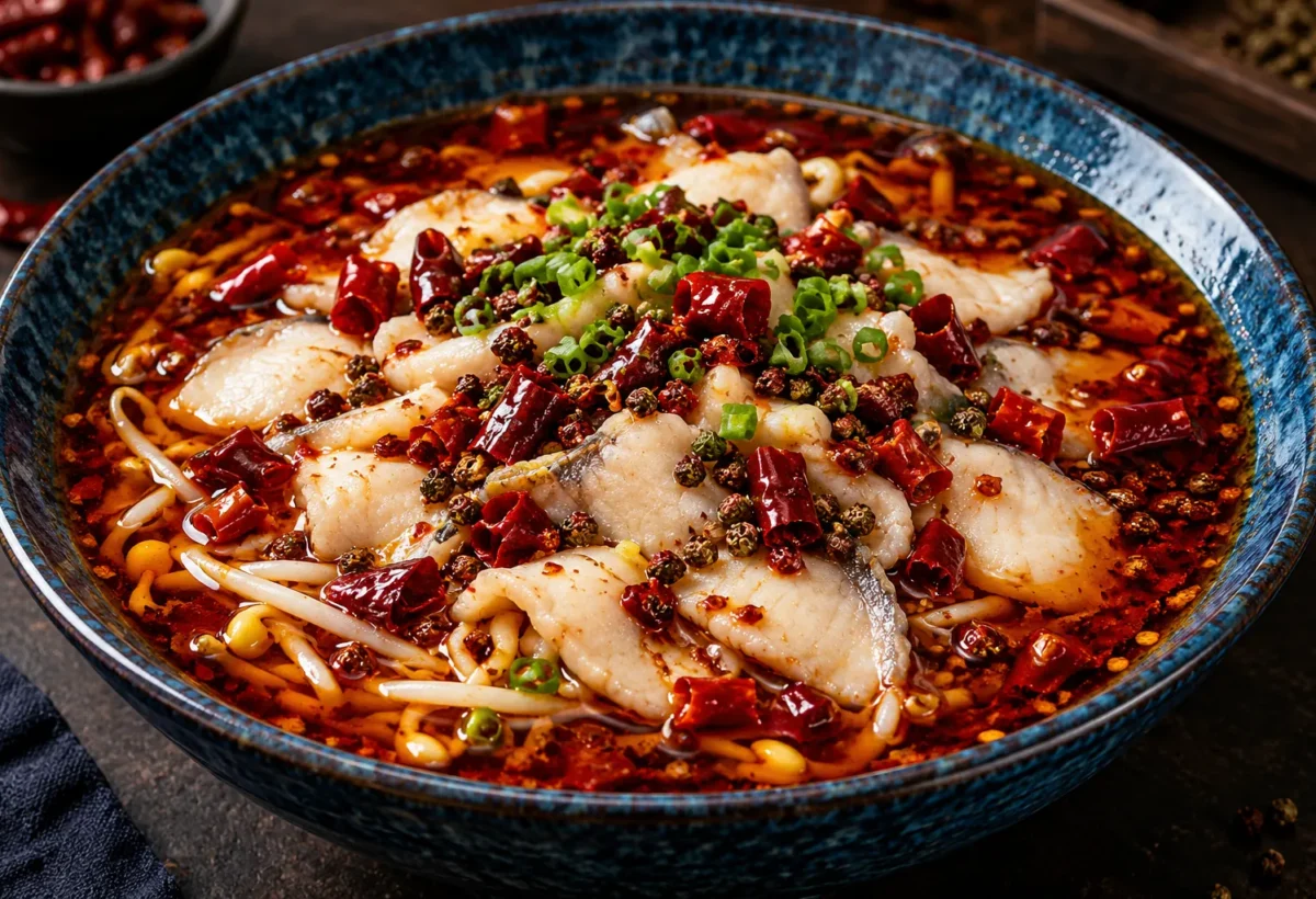 Sichuan poached fish with chilli oil.