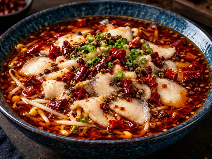 Sichuan poached fish with chilli oil.