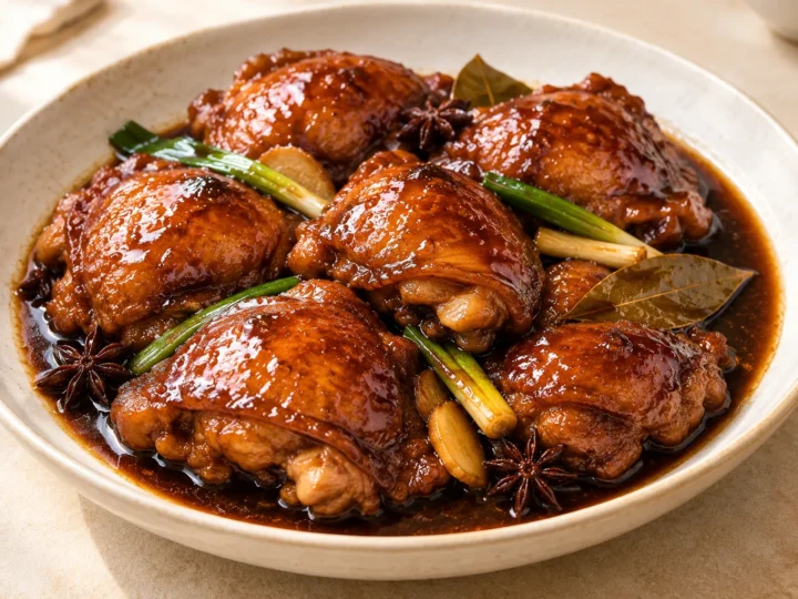 Soy-sauce chicken served ready to eat.