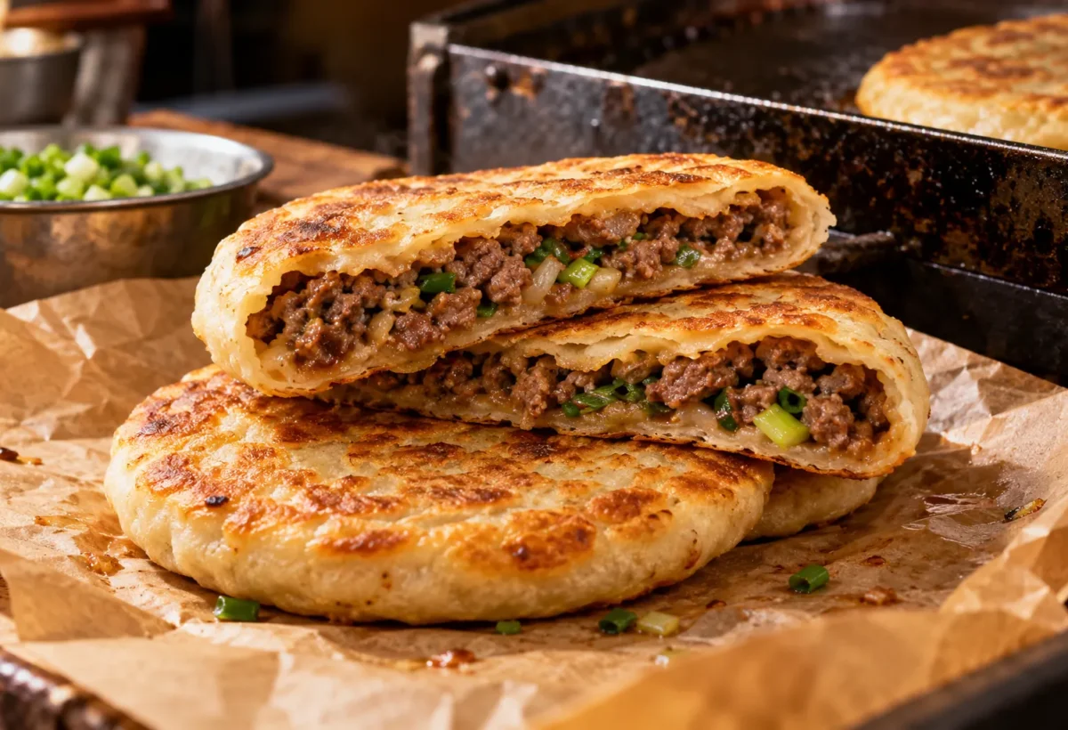 Spiced beef flatbreads.