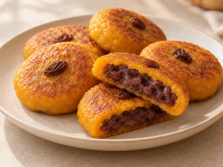 Sticky-rice pumpkin cakes served ready to eat.