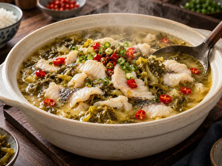 Fish soup with pickled mustard greens.