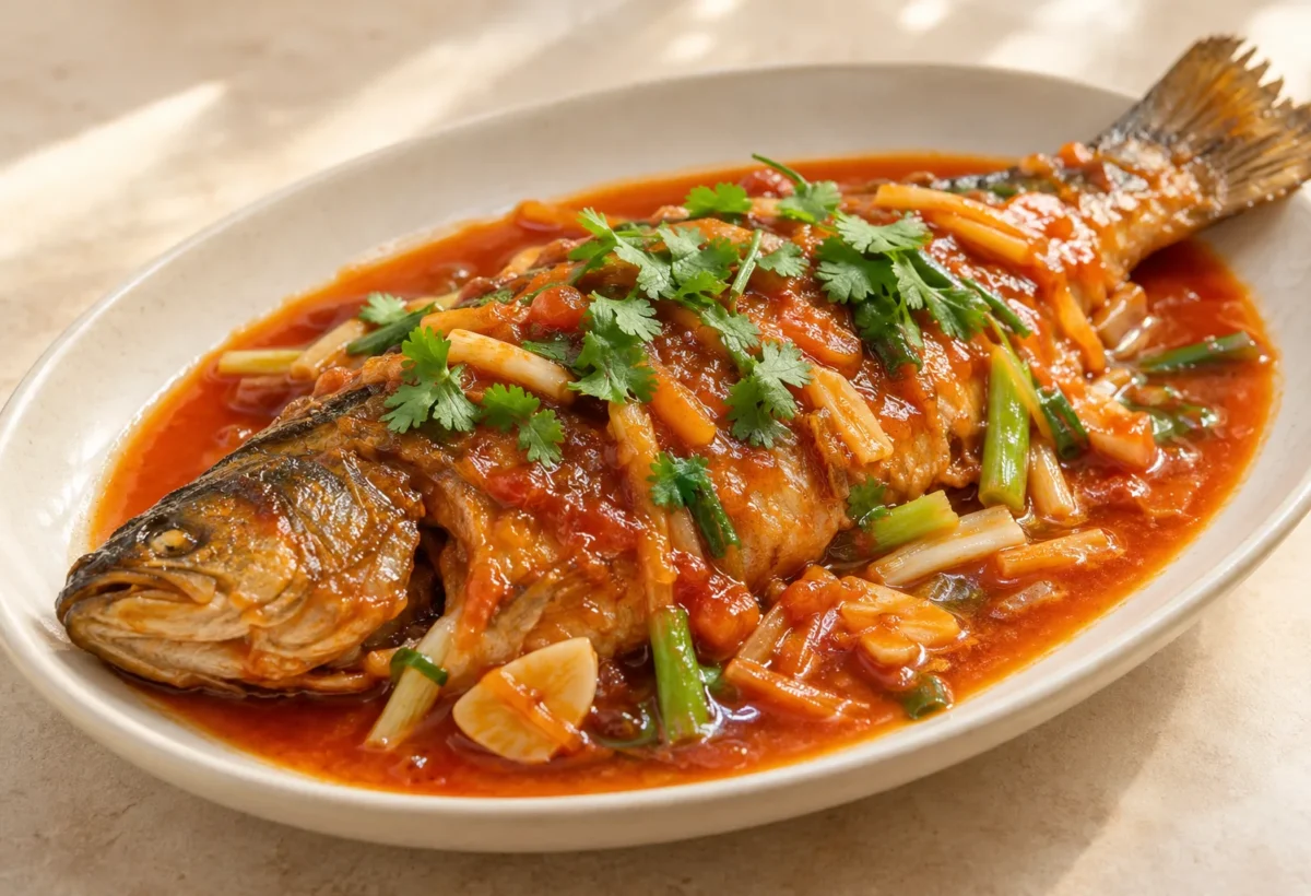 Sweet and sour fish served ready to eat.