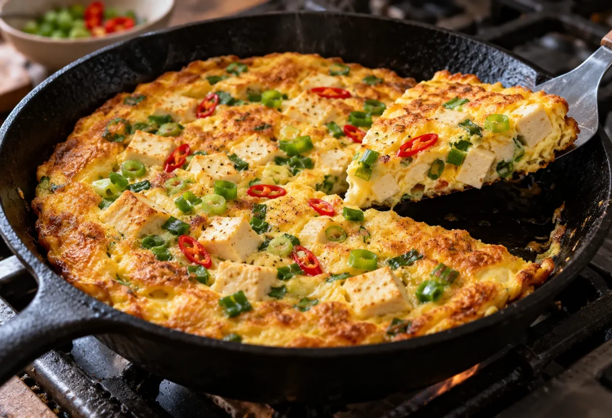Golden tofu omelette.