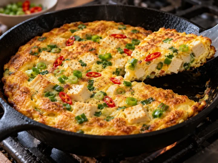 Golden tofu omelette.