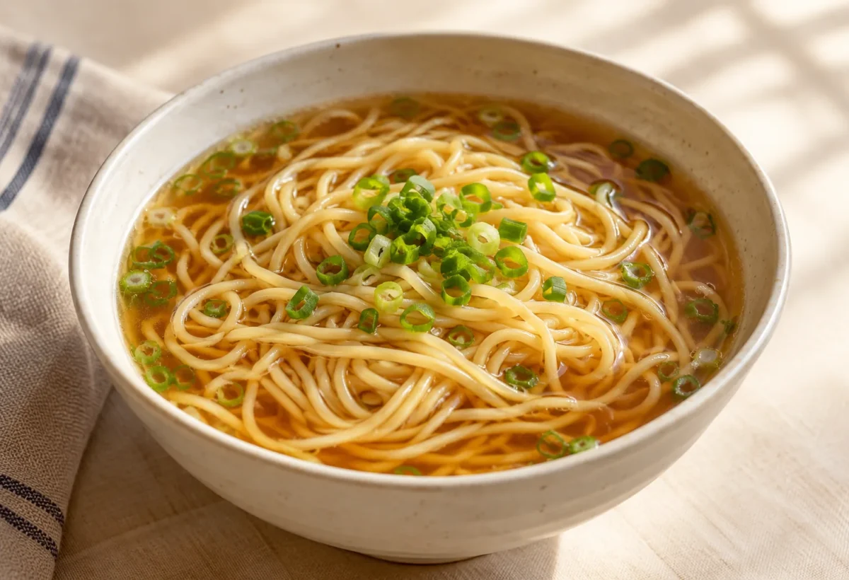 Yang chun noodle soup served ready to eat.