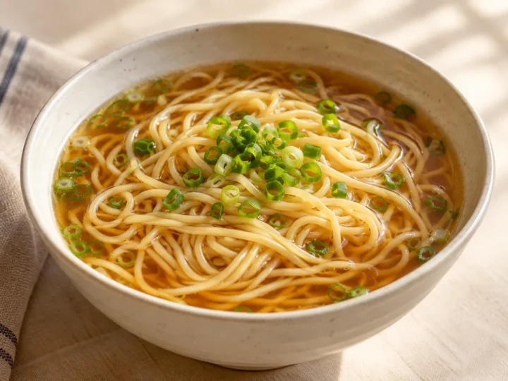 Yang chun noodle soup served ready to eat.